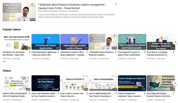 Youtube Patent attorney worldwide pvt ltd 4